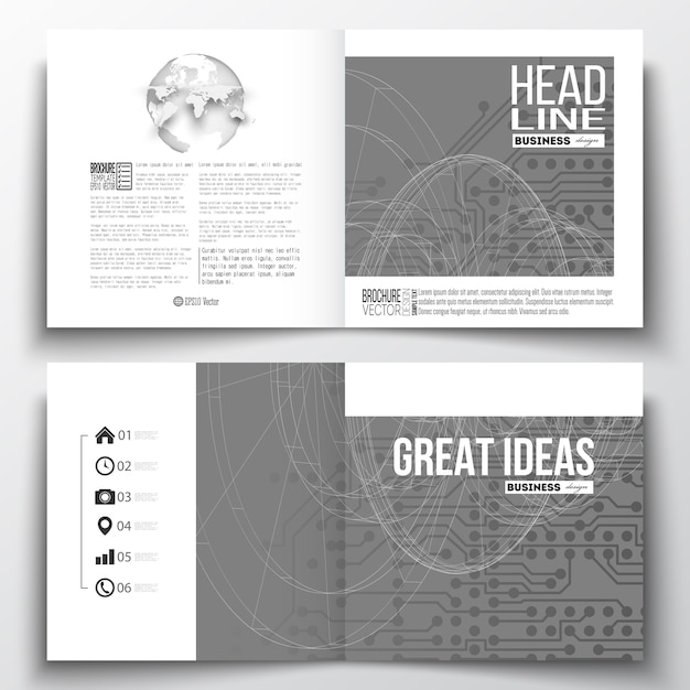 Plik wektorowy kwadratowe szablony broszury projektowe z tła technologii