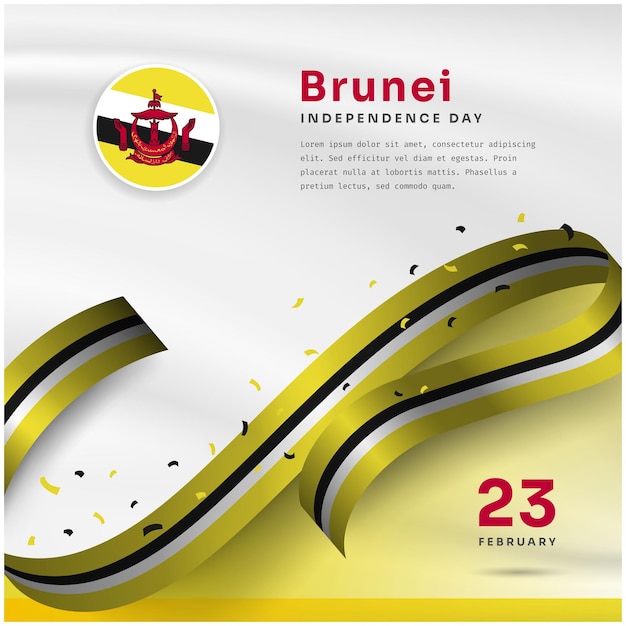 Kwadratowy baner ilustracja obchodów dnia niepodległości Brunei Darussalam z przestrzenią tekstową Ilustracja wektora