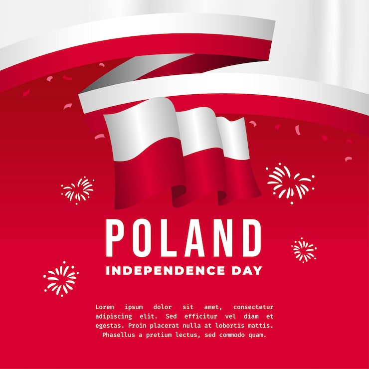 Wektor kwadratowy baner ilustracja obchodów dnia niepodległości polski macha flagą i zaciśniętymi rękami ilustracja wektorowa