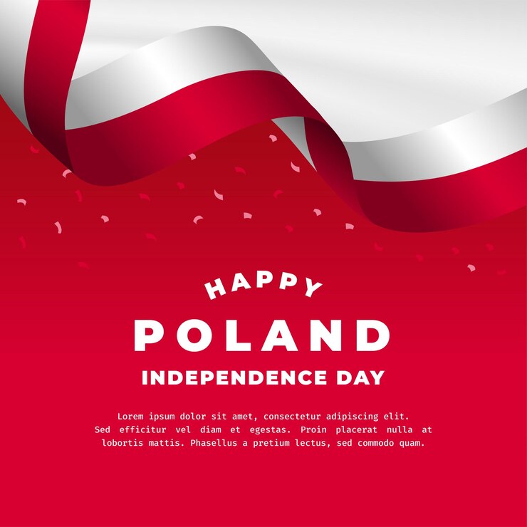 Wektor kwadratowy baner ilustracja obchodów dnia niepodległości polski macha flagą i zaciśniętymi rękami ilustracja wektorowa