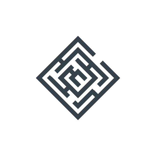 Kwadratowy labirynt koncepcja logotypu szablon projektu Logo firmy ikona kształt kwadratowy labirynt prosta ilustracja logo