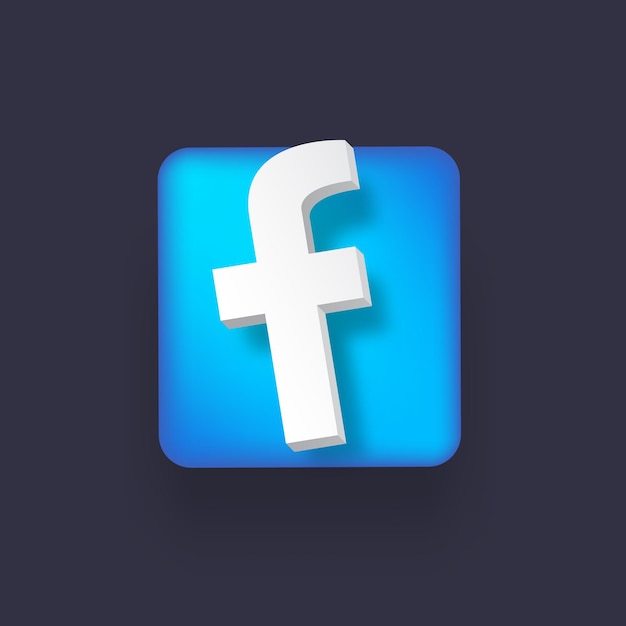 Plik wektorowy kwadratowy przycisk facebooka z logo 3d