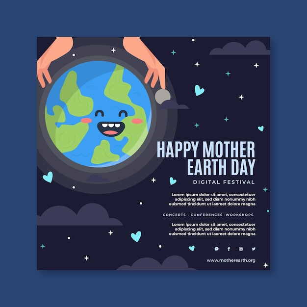 Kwadratowy Szablon Ulotki Na Obchody Dnia Matki Ziemi