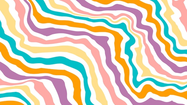 Kwasowa fala tęczy linii tła w latach 70. 1960 hipis styl y2k tapety wzory retro vintage 70s 60s rowek psychodeliczny plakat tło kolekcja wektor projekt ilustracja