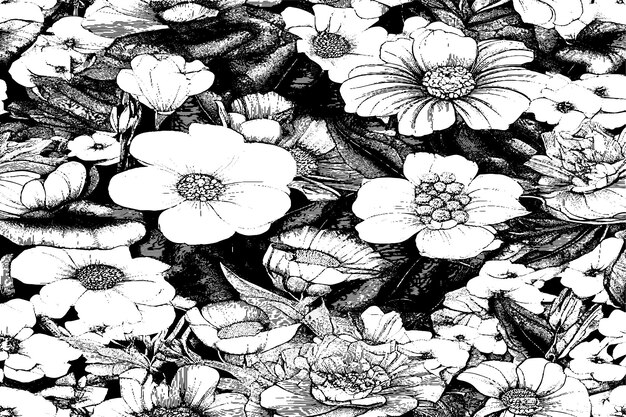 Kwiat Czarno-biały Tekstura Wektorowa Ilustracja Obrazu Nakładanie Monochromatyczne Grunge Tło