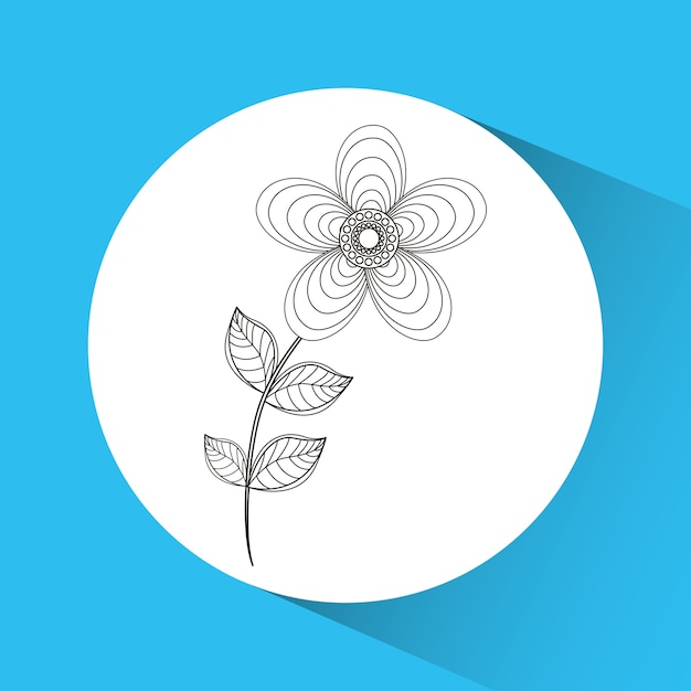 Plik wektorowy kwiat emblemat obrazu prosta czarna linia