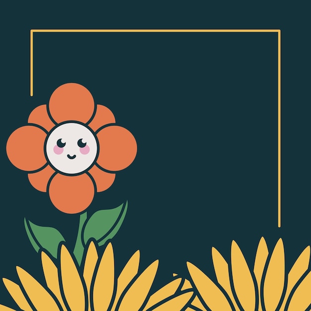 Kwiat Emoji W Stylu Retro