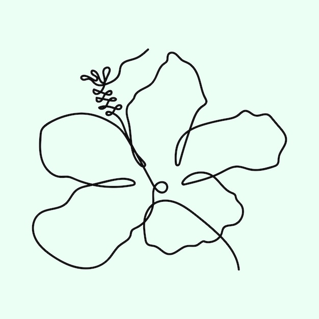Kwiat hibiskusa w ciągłej linii sztuki rysowania stylu ilustracji wektorowych