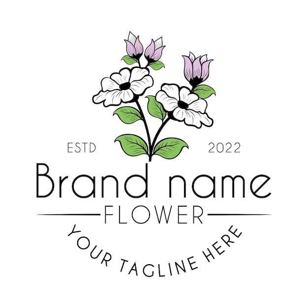 Kwiat I Liść Ilustracja Projekt Logo Magnolia