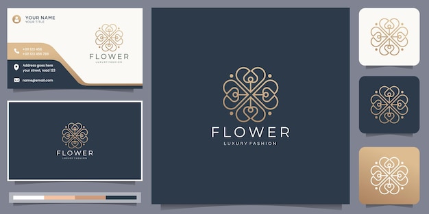 Kwiat Kobiecego Piękna. Luksusowy Design, Koncepcja, Salon I Spa Linia Sztuki Kształt Logo Abstrakcyjna Złota Róża.