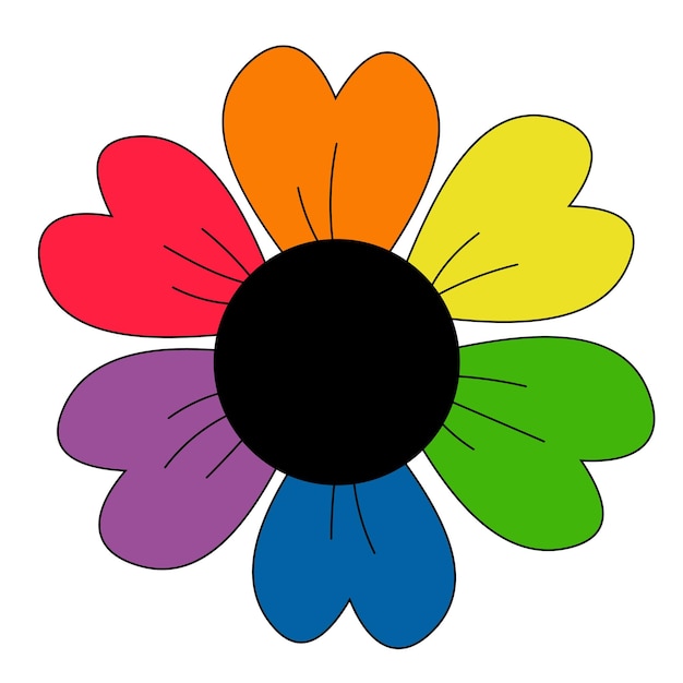 Kwiat LGBT z tęczowymi płatkami LGBT Pride Month miłość to miłość Symbol LGBTQ