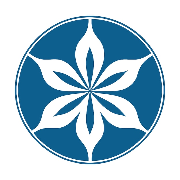 Kwiat Logo Wektor Proste Streszczenie Płaskie Mandali Tatuaż Roślina Kolor Kwiat Floret Kwiat Wzornik