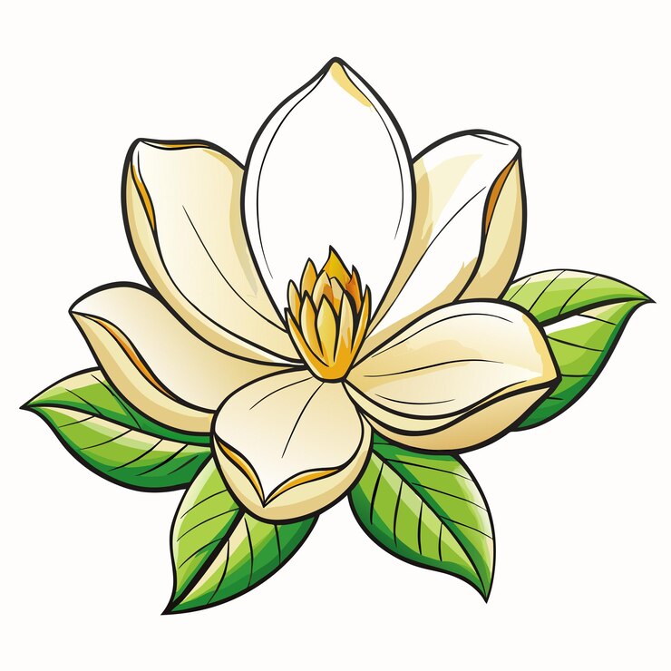 Wektor kwiat magnolii w stylu kreskówki ikona wektor clipart ilustracja