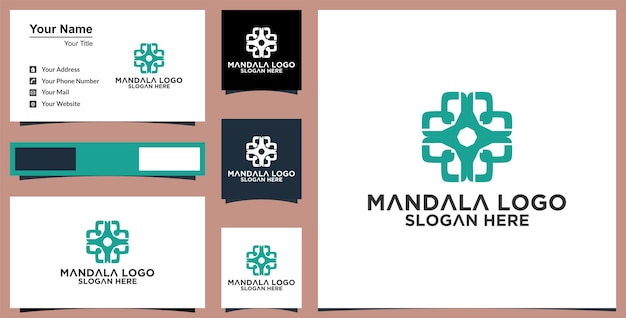 Kwiat Mandali Ozdoba Wektor Ikona Logo Projektowanie