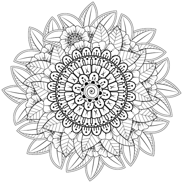 Kwiat Mehndi dla henny na białym tle