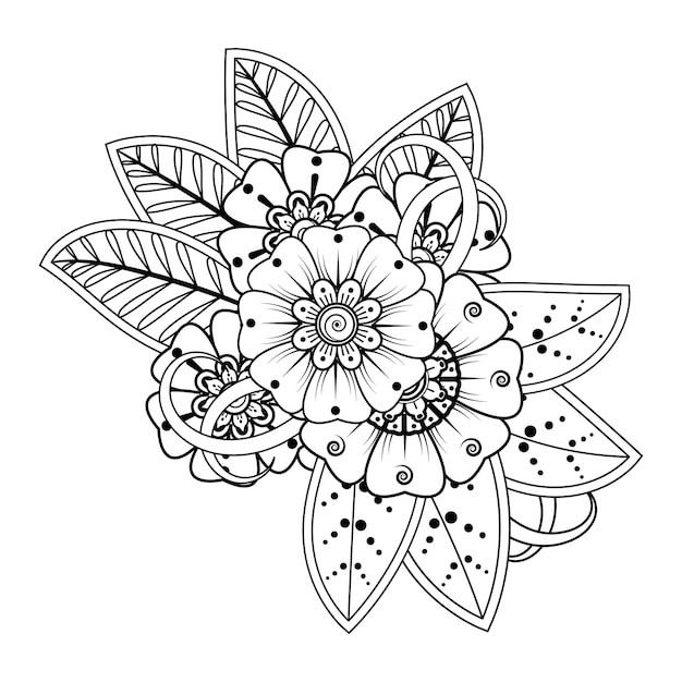 Kwiat Mehndi do henny, mehndi, tatuażu, dekoracji. Dekoracyjny ornament w etnicznym stylu orientalnym.