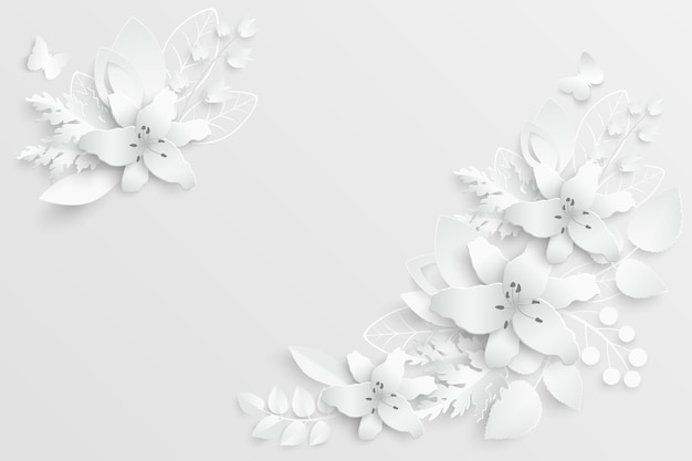 Plik wektorowy kwiat papieru białe lilie wycięte z papieru ilustracja wektorowa