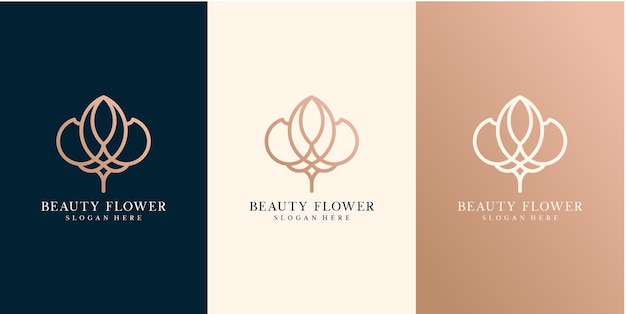 Kwiat Piękno Złote Logo Firmy Wektor Ze Stylem Linii