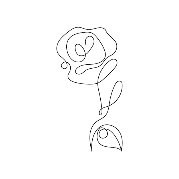 Kwiat Róży Grafika Liniowa Ciągły Rysunek Jednej Linii
