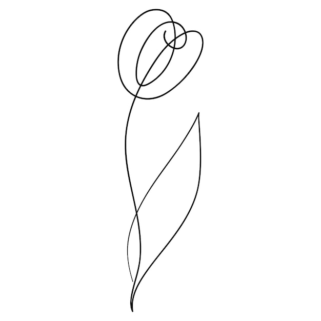Plik wektorowy kwiat rysujący z ciągłą linią