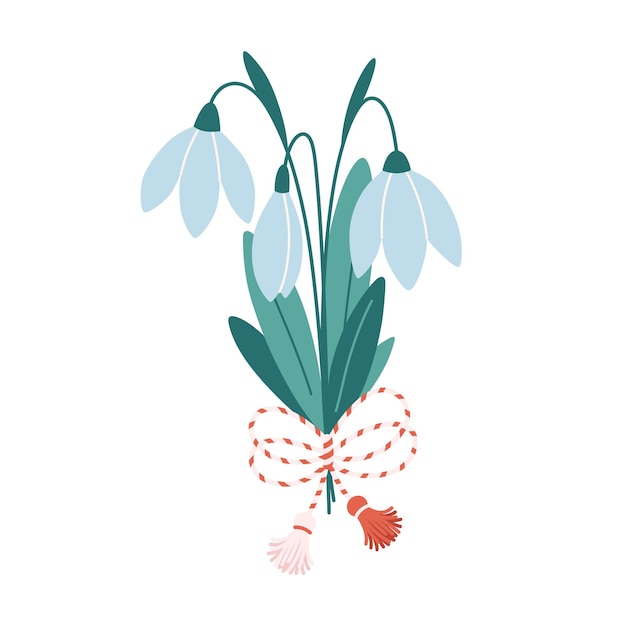 Kwiat śnieżki Z Talismanem Martisor Tradycyjny Akcesorium Na Wakacje Wczesnej Wiosny