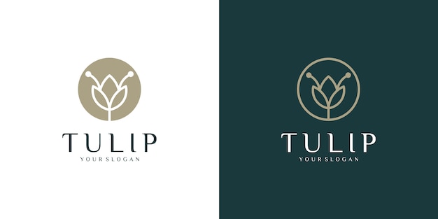 Kwiat Tulip Logo Linii Stylu Sztuki I Wizytówki