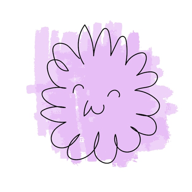 Plik wektorowy kwiat z głupią twarzą doodlestyle na różowym tle