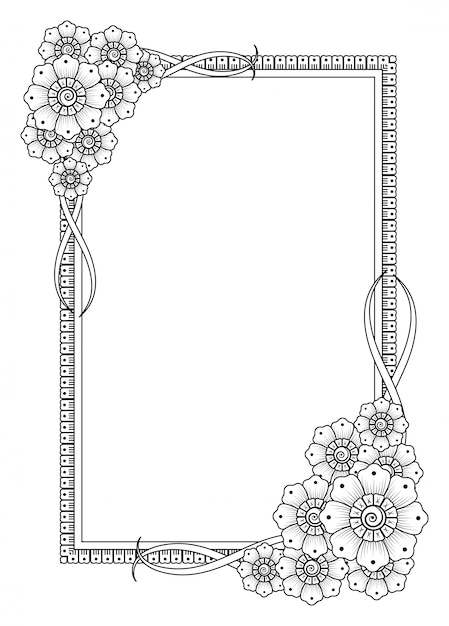 Plik wektorowy kwiatowa ramka w stylu mehndi.