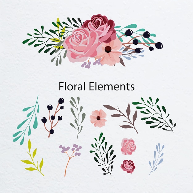 Plik wektorowy kwiatowe elementy do dekoracji
