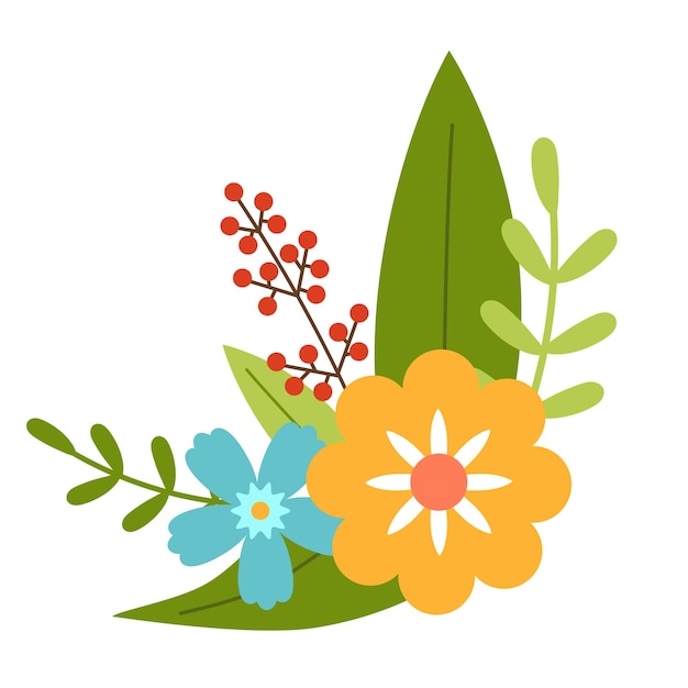 Plik wektorowy kwiatowe kliparty kwiatów i liści romantyczne botaniczne układy wektorowe do projektowania