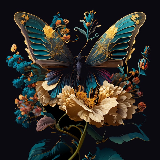 Plik wektorowy kwiatowe ozdoby wysoki szczegółowy motyl symfonia gustava mahlera