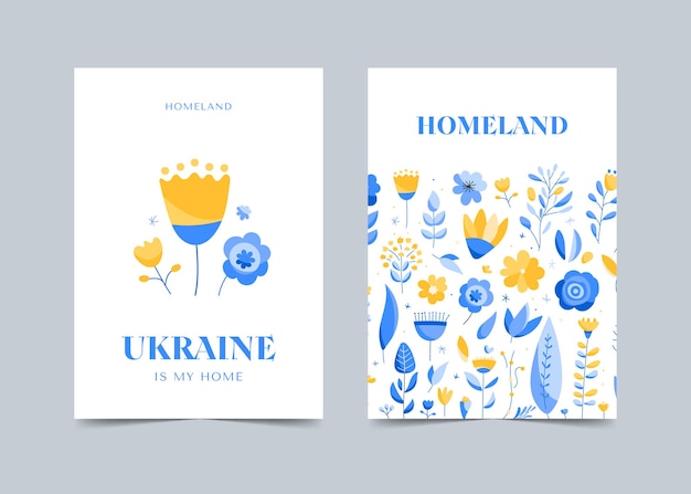 Plik wektorowy kwiatowe szablony pocztówek w stylu ukraińskim