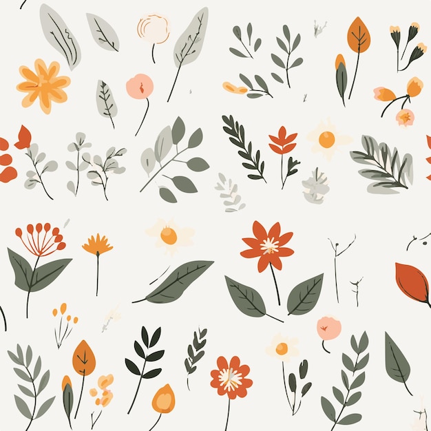 Kwiatowy liść handdrawn doodle wzór