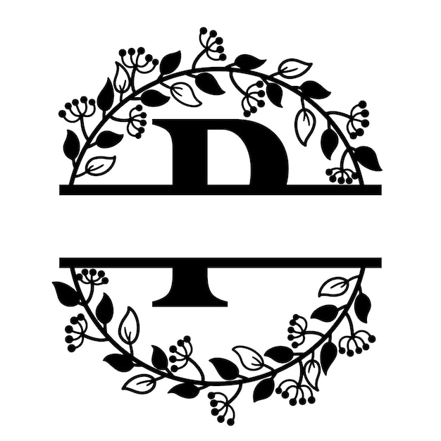 Plik wektorowy kwiatowy list p split monogram p litera p akwarela kwiatowy