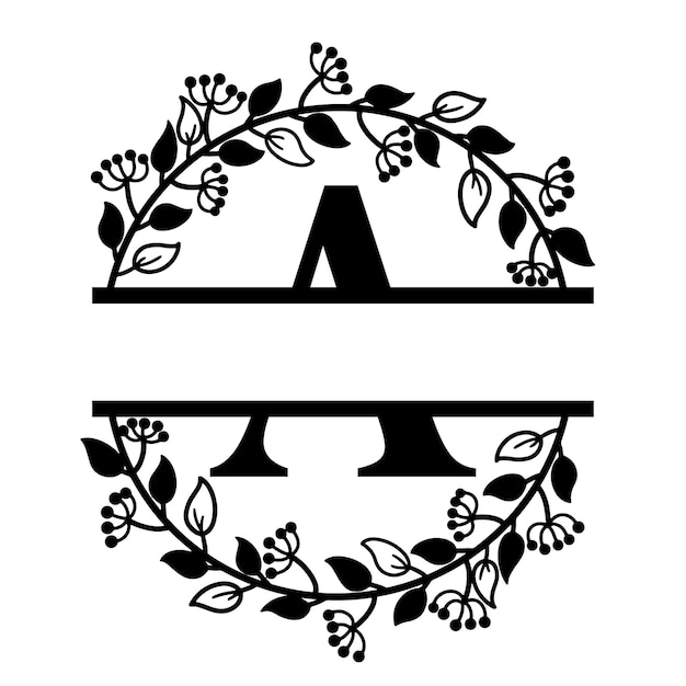 Plik wektorowy kwiatowy list split monogram list akwarela kwiatowy