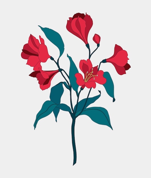 Kwiatowy Nadruk Wektor Wiosennych Różowych Kwiatów Ilustracja Karta Zaproszenie Na ślub Alstroemeria