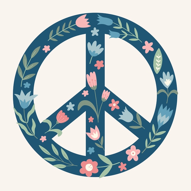 Kwiatowy Symbol Pokoju Znak Pokoju Polne Kwiaty W Kształcie Symbolu Pokoju Symbol Pokoju