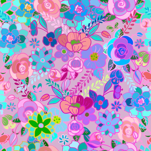 Kwiatowy wzór w pastelowych różowo-fioletowych kolorach