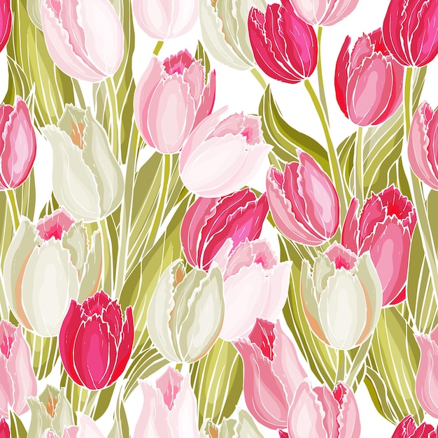 Kwiatowy Wzór Z Kwiatami Tulipanów