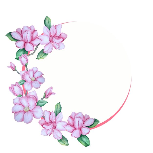 Plik wektorowy kwiatowy zestaw różowej magnolii dekoracja zaproszeń ślubnych