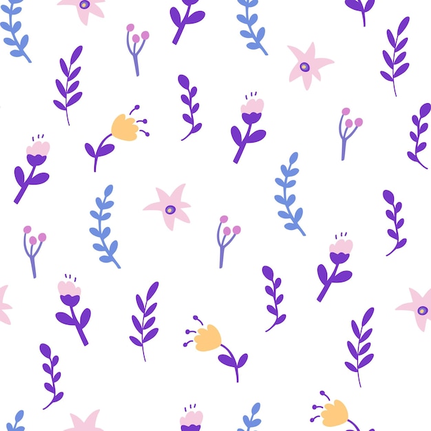 Kwiaty i zioła bezszwowy wzór Romantyczny kwiatowy tło Idealny do pakowania tkanin tapety tekstylia odzież Ilustracja kreskówka wektor
