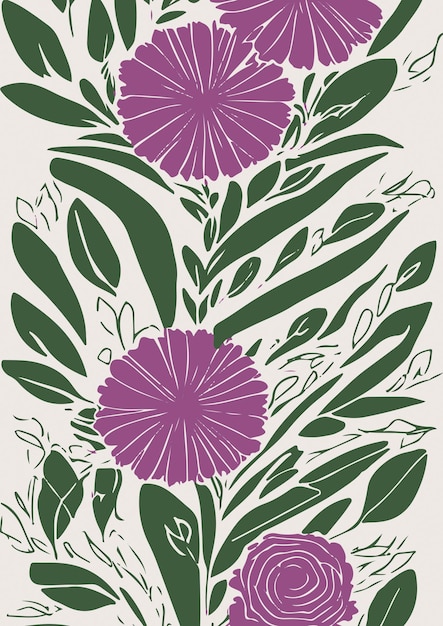 Kwiaty Ink Ilustracja Nowoczesna sztuka botaniczna