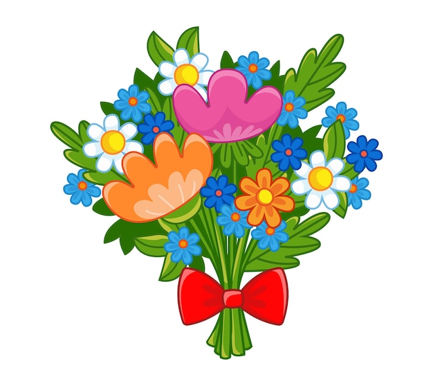 Plik wektorowy kwiaty jako prezent na światowy dzień kobiet 8 marca lub dzień matki bukiet kwiatów