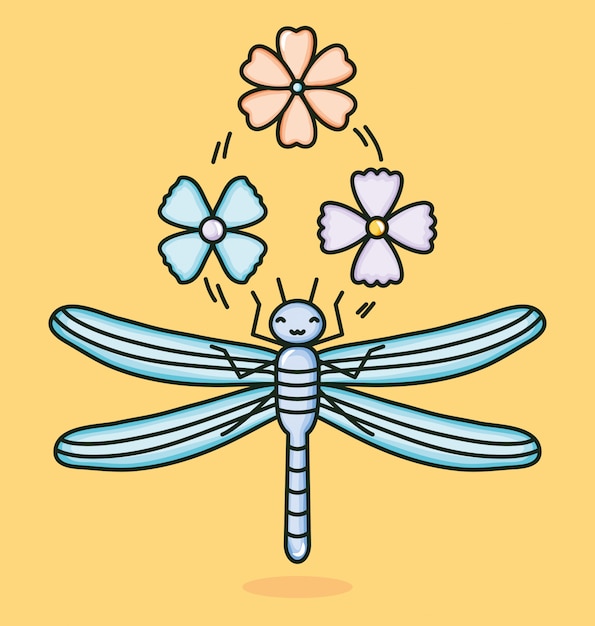 Kwiaty Ogrodowe Z Postacią Kawaii Little Dragon Fly