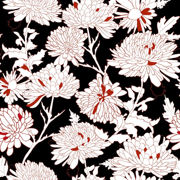 Plik wektorowy kwiaty szryzantemy bezszwowe tło wzór