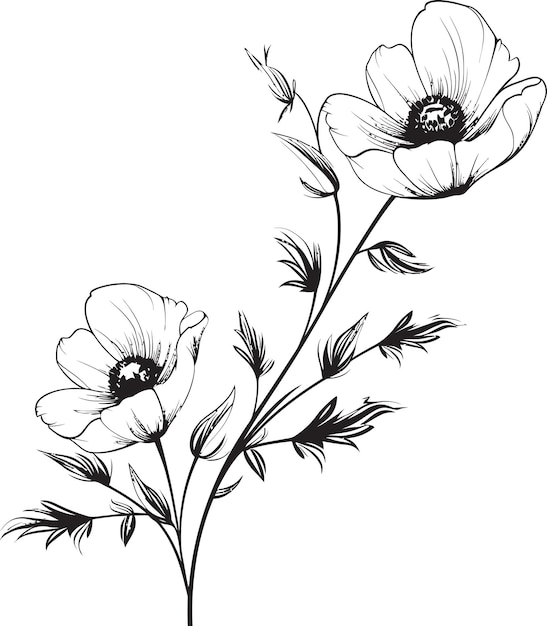 Plik wektorowy kwiaty winnicy emblem czarnego wina rysunek win kwiatowych wektor monokromatyczny