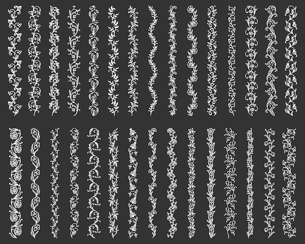 Kwieciste linie brzegowe i przekładki z ozdobnymi kwiatami