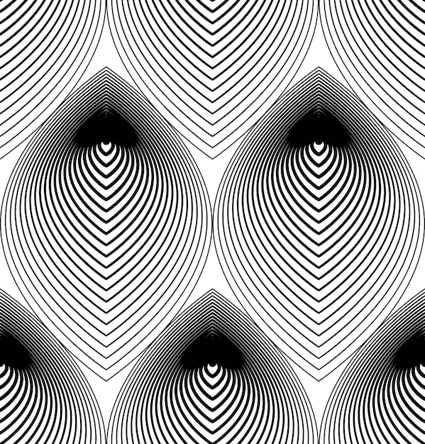 Plik wektorowy kwiecisty wektor monochromatyczne streszczenie tło z czarnymi liniami. symetryczny dekoracyjny wzór graficzny, ilustracja geometryczna.