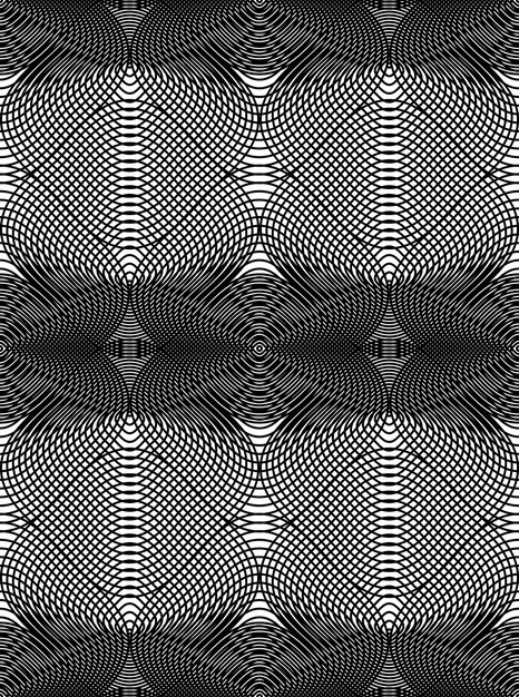 Kwiecisty wektor monochromatyczne streszczenie tło z nakładającymi się czarnymi liniami. Symetryczny dekoracyjny wzór graficzny, geometryczna ilustracja w paski.