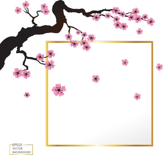 Kwitnąca gałąź sakura transparent tło ilustracja wektorowa